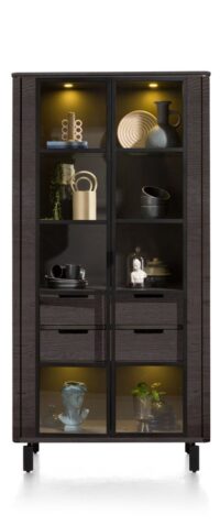 Livada, vitrine 100 cm - 2-glasdeuren + 2-laden - onyx