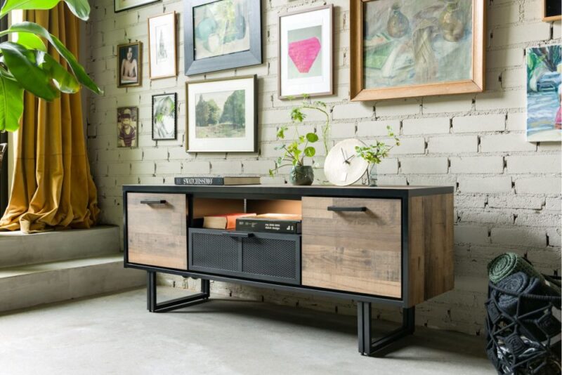 Avalon, Lowboard 180 Cm - 2-Deuren + 1-Lade + 1-Niche (+ Led) - Driftwood - Afbeelding 2