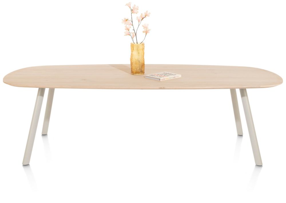 Niora, eetkamertafel 270 x 120 cm - deens ovaal - metalen poot - Silk grey naturel