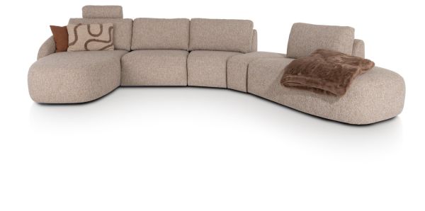 MERANO - Longchair L met arm rond - 1 zits met rug - triangle met rug - poef triangle - ottomane R small