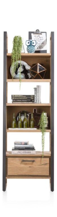 Metalo, boekenkast 65 cm - 1-lade + 5-niches
