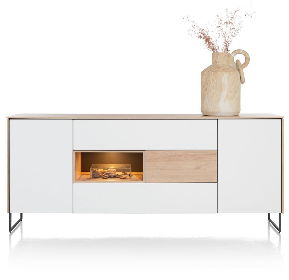 Lindfield, dressoir 200 cm. - 2-deuren + 3-laden + 1-niche (+ LED)