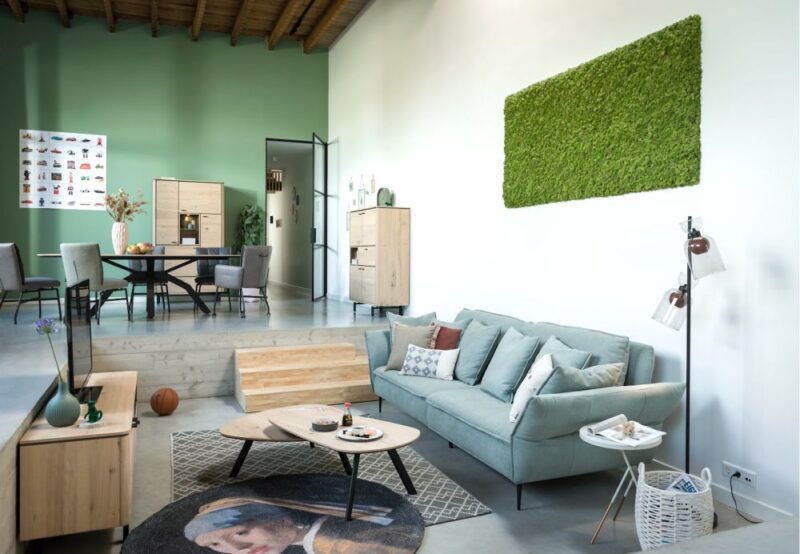 Livada, Buffet Bas 210 Cm - 3-Portes + 1-Porte Rabattante + 1-Niche - Natural - Image 3