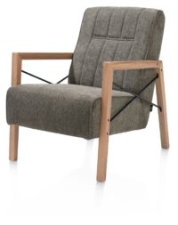 Northon, fauteuil avec accoudoir en bois vintage clay / white / black