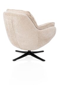 Densa, Draaifauteuil in stof Valencia, poot metaal zwart - Creme - Afbeelding 3