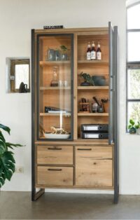 Metalo, vitrine 2-glasdeuren + 1-deur + 2-laden (+ LED) - Afbeelding 4