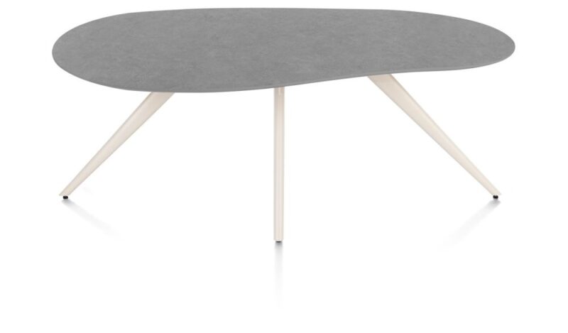 Saluti, Eetkamertafel Organisch 180 X 120 Cm. - 4-Pootjes - Crème - Antraciet - Afbeelding 1