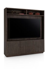 Gijon, meuble tv + partie haute 200 cm - 2-portes + 2-tiroirs + 2-niches + plinthe - Image 2