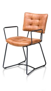 Julien, armstoel - zwart frame - Corsica - cognac