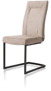 Malene, chaise - metal noir - pieds traineau rectangle avec poignee rectangle - tissu Nubucco - foie