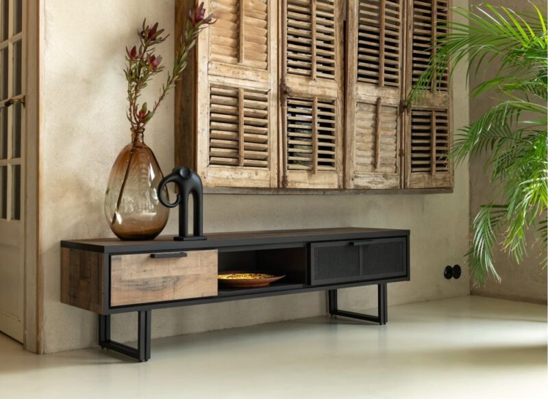 Avalon, Tv-Dressoir 160 Cm - 2-Laden + 1-Niche - Driftwood - Afbeelding 3