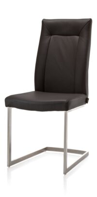 Malvino, chaise - pied traineau inox carre + poignee rond - noir