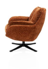 Densa, Draaifauteuil in stof Valencia, poot metaal zwart - koper - Afbeelding 3