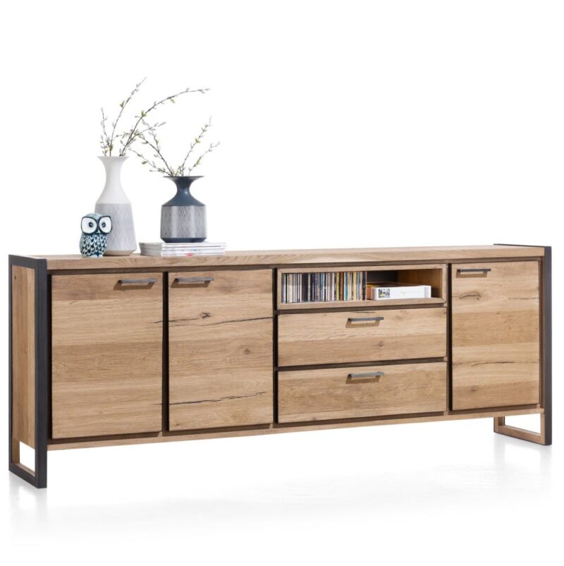 Metalo, Buffet 240 Cm - 3-Portes + 2-Tiroirs + 1-Niche (+ Led) - Image 3