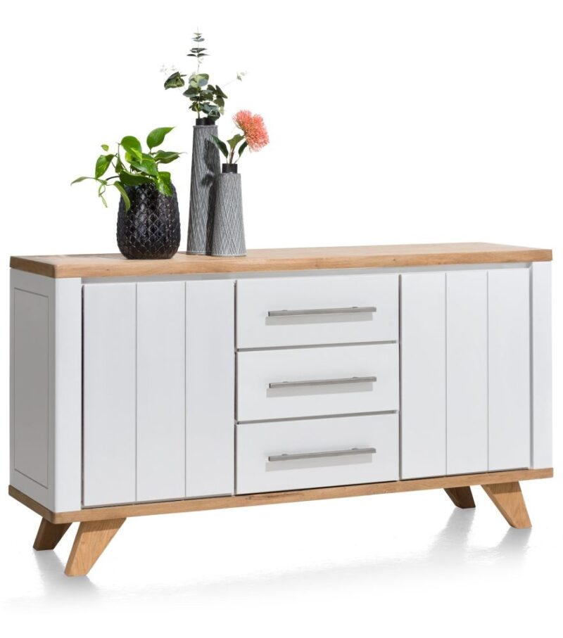 Jardin, Buffet 160 Cm - 2-Portes + 3-Tiroirs - Blanc - Image 3