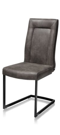 Malene, eetkamerstoel - zwart - swing recht + greep recht - stof Secillia - Antraciet