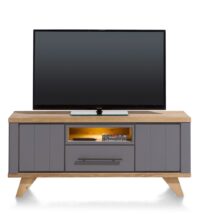 Jardin, lowboard 140 cm - 1-lade + 1-niche + 2-kleppen (+ LED) - Antraciet