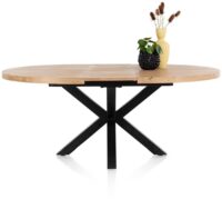 Metalox, uitschuiftafel rond 150 (+ 40) x 130 cm