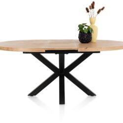 Metalox, uitschuiftafel rond 150 (+ 40) x 130 cm