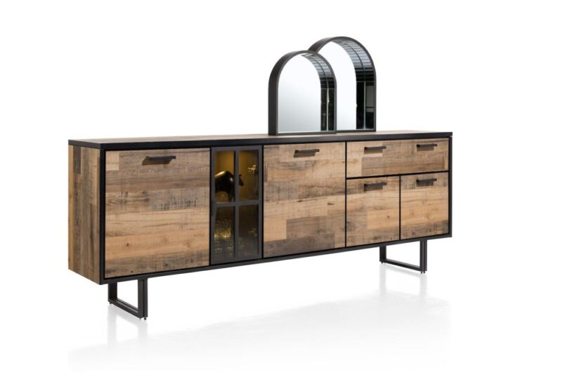 Avalon, Dressoir 230 Cm - 4-Deuren + 1-Lade + 1-Glasdeur (+ Led) - Driftwood - Afbeelding 2
