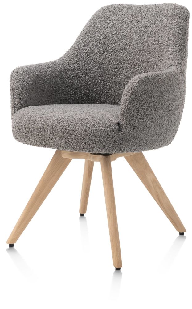 Rocco, armstoel - draaibaar + pocket - naturel eiken - stof Brioni - lever