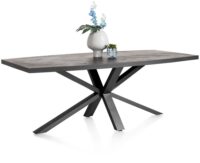 Metaluxe, eetkamertafel ovaal 210 x 110 cm met centrale kruispoot - fineer als fish bone - Antraciet - Afbeelding 2