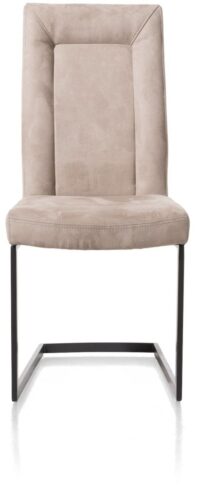 Malene, chaise - metal noir - pieds traineau rectangle avec poignee rectangle - tissu Nubucco - foie - Image 3