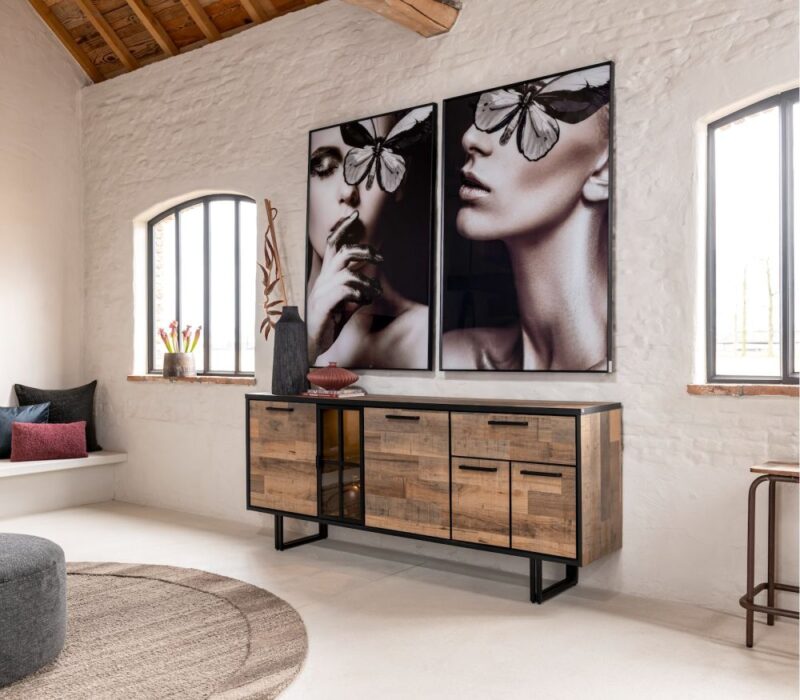 Avalon, Lowboard 150 Cm - 2-Deuren + 1-Lade + 1-Niche (+ Led) - Natural - Afbeelding 2