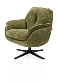 Densa, Fauteuil pivotant en tissu Valencia, pied en métal noir - Olive