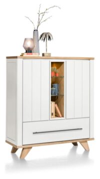 Jardin, highboard 125 cm 2-deuren + 1-lade (+ 2 binnenin) + 3-niches (+ LED) - wit - Afbeelding 3