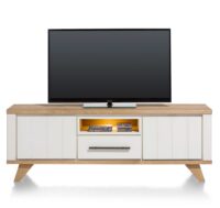 Jardin, lowboard 170 cm - 1-lade + 1-niche + 2-kleppen (+ LED) - wit