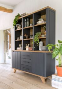 Jardin, highboard 125 cm 2-deuren + 1-lade (+ 2 binnenin) + 3-niches (+ LED) - Antraciet - Afbeelding 4