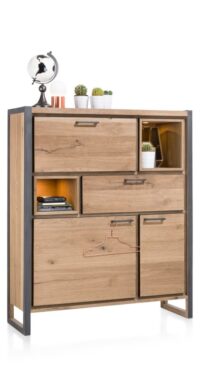 Metalo, buffet haut 2-portes + 1-tiroir + 1-porte abattante + 2-niches (+LED) - Image 3