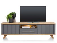 Jardin, lowboard 210 cm - 1-lade + 1-niche + 2-kleppen (+ LED) - Antraciet