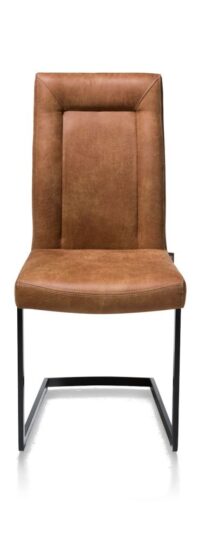 Malene, eetkamerstoel - zwart - swing recht + greep recht - stof Secillia - Cognac - Afbeelding 4