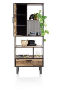 Avalon, boekenkast 80 cm - 1-deur + 1-lade + 5-niches - Driftwood - Afbeelding 3