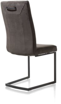 Malene, stoel - zwart metaal - swing recht + greep recht - stof Nubucco camel / donker bruin / lever - Donkerbruin - Afbeelding 4