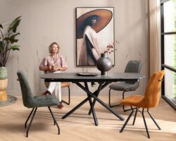 Mischa, eetkamerstoel - 4-poots + greep - stof karese - Antraciet - Afbeelding 2