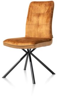 Milva, eetkamerstoel - zwart frame 4-poots + greep - combi Pala/Karese - Okergeel