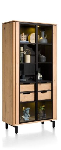 Livada, vitrine 100 cm - 2-glasdeuren + 2-laden - Natural - Afbeelding 4