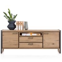 Metalo, dressoir 210 cm - 2-deuren + 2-laden + 1-niche (+ LED)