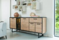 Avalon, buffet 230 cm - 4-portes + 1-tiroir + 1-porte en verre (+ LED) - natural - Image 3