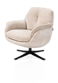 Densa, Draaifauteuil in stof Valencia, poot metaal zwart - Creme