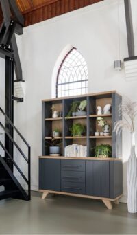 Jardin, buffet 160 cm - 2-deuren + 3-laden + 9-niches - Antraciet - Afbeelding 4