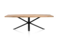 Metaluxe, eetkamertafel ovaal 210 x 110 cm met centrale kruispoot - fineer als fish bone - Railway brown - Afbeelding 3