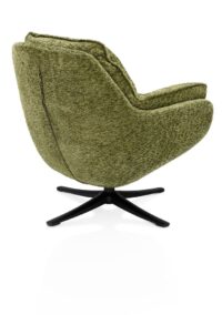 Densa, Fauteuil pivotant en tissu Valencia, pied en métal noir - Olive - Image 3