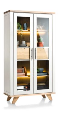 Jardin, vitrine 110 cm - 2-glasdeuren + 2-laden (binnenin) (+ LED) - wit - Afbeelding 3