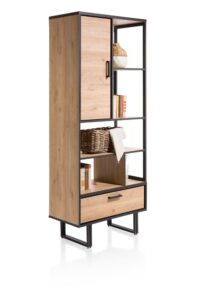 Avalon, boekenkast 80 cm - 1-deur + 1-lade + 5-niches - natural - Afbeelding 2
