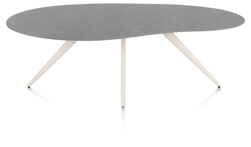 Saluti, Eetkamertafel Organisch 210 X 120 Cm. - 4-Pootjes - Crème - Antraciet - Afbeelding 1