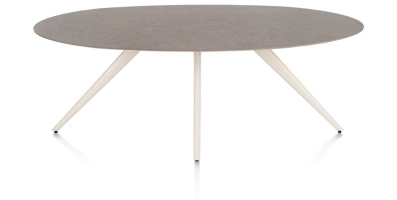 Saluti, Eetkamertafel Ellips 210 X 105 Cm. - 4-Pootjes - Crème - Lava - Afbeelding 1